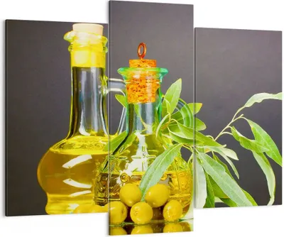 Produktbild von Bild auf Leinwand - Leinwandbild - Flasche Glas Olive Öl - 130x100cm - Wand Bild - Wanddeko - Leinwanddruck - Bilder - Kunstdruck - Wanddekoration - Leinwand bilder - Wandkunst - CB130x100-2168