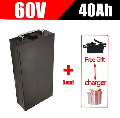 Produktbild von Elektrisches Motorrad Akku - 60V 40Ah Lithium-Ionen Batterie - 18650 Zellen - Wasserdichtes Ersatzakku - Mit Ladegerät - Variante B-60V 40Ah