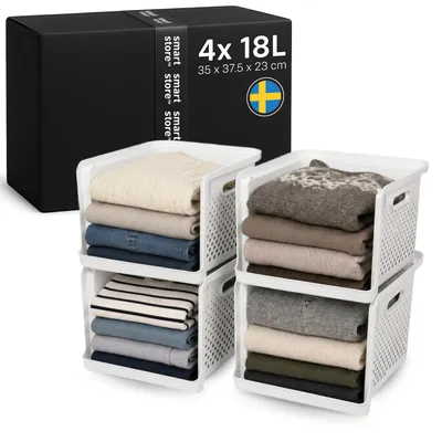 Aufbewahrungsbox mit Griffen, 4er-Set, Weiß, 35x37,5x23 cm