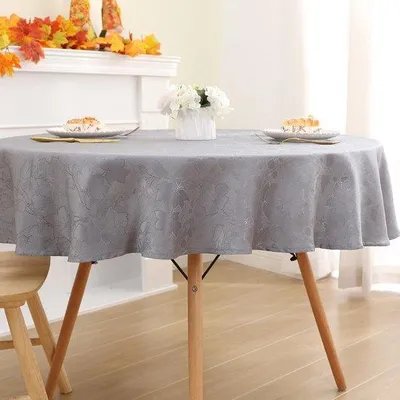 Produktbild von Famanu Tischdecke abwaschbar, wasserabweisend, rund, 140 cm, dunkelgrau