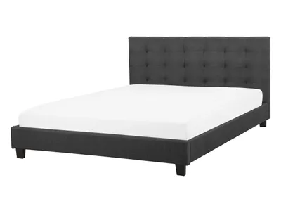 Zdjęcie produktu dla BELIANI Łóżko wodne ciemnoszare tapicerowane 140 x 200 cm ze stelażem pikowany zagłówek