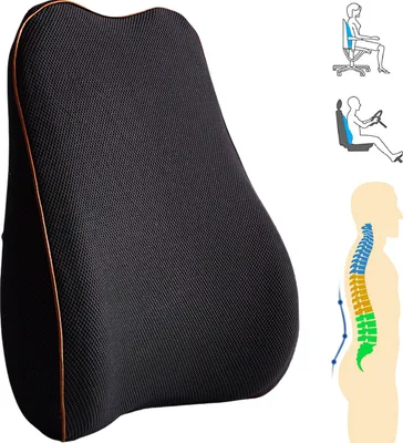 Produktbild von Polštářek na podporu zad Ergonomický bederní polštářek pro kancelářskou židli Polštářek na podporu zad z paměťové pěny Polštářek na podporu zad černý
