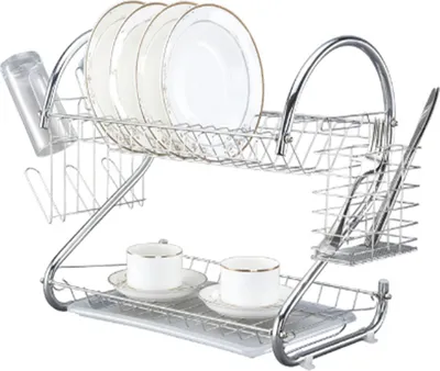 Obrázek produktu pro 2 Tier Dish Drying Rack Velkokapacitní stabilní podpůrné odkapávače na nádobí pro domácí kuchyni