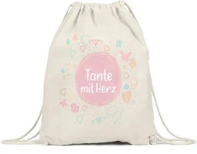 Produktbild von Tante mit Herz Turnbeutel Gymsack  Dankeschön Geschenk Danke Sagen Für Alles Lieblingstante