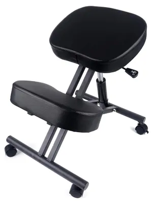 Produktbild von Ergonomischer Kniestuhl mit Rollen, Tragfähigkeit 100 kg, Höhenverstellbar, Kniestuhl für Zuhause und Büro, Schwarz