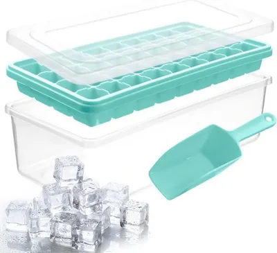Produktbild von Silikon Eiswürfelform für 36 Eiswürfel mit Deckel Behälter Schaufel Eiswürfelbehälter Eiswürfelbereiter