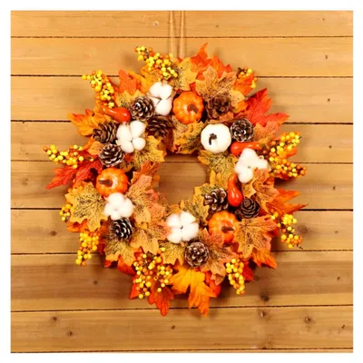 Produktbild von Herbstkranz - 45 cm Türkranz für herbstliche Dekoration | Saisonale Deko mit Kürbissen und Beeren