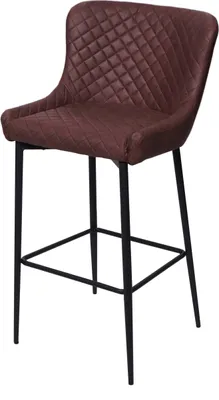 Image de Tabouret de bar HWC-H79, chaise de bar, repose-pieds en métal vintage ~ tissu/textile brun