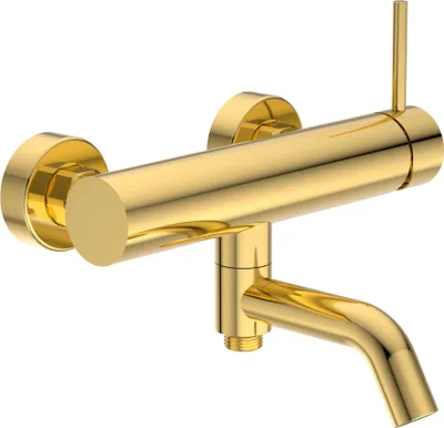 Produktbild von Balneo Badewannenarmatur glänzend gold Edelstahl | Wasserhahn Badewanne Wandmontage CASCADE