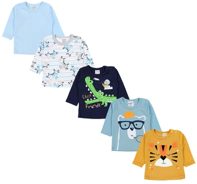 Produktbild von TupTam Baby Jungen Langarmshirt Gestreift 5er Set, Farbe: Mehrfarbig 7, Größe: 68