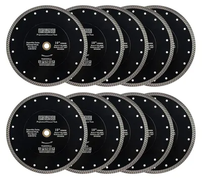 Immagine prodotto di Disco diamantato da 250 mm, 10 pezzi, super sottile, con segmenti turbo, per Vetroceramica, granito, marmo e materiali compositi
