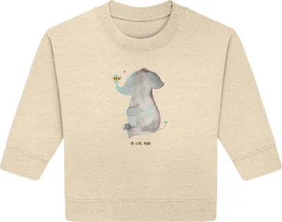 Produktbild von Mr. & Mrs. Panda Organic Baby Pullover Elefant Biene 6. - 12. Monat - Natural Raw - Geschenk, Liebe, Liebesspruch, Heiratsantrag, Hochzeitsgeschenk, Lustige Sprüche