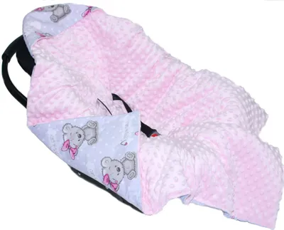 Produktbild von Baby Wende Einschlagdecke MINKY mit Kapuze 90x90 cm Babyschale Decke Zweiseitig 12. EI12