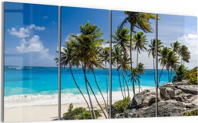 Produktbild von DEQORI Glasbild Echtglas 4x30x60 cm 'Tropenparadies' Wandbilder XXL groß