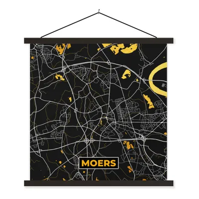 Produktbild von MuchoWow® Textilposter Moers - Karte - Stadtplan - Gold - Deutschland 60x60 cm mit schwarzem Rahmen - Posteraufhänger
