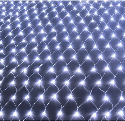 Produktbild von Jiubiaz LED Lichternetz Deko Lichtervorhang Außenlichterkette Lichterkette Beleuchtung 4.5x1.6M Kaltes Weiß