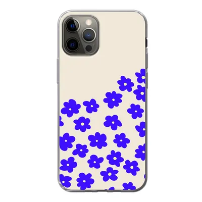 Produktbild von MuchoWow® Handyhülle Schutzhülle Hülle für iPhone 12 Pro Blume - Blau - Muster Silikon Softcase Handy Hülle - Abdeckung