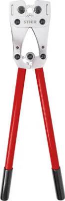 Produktbild von STIER Presszange 6-Kant, 6-120 mm², für Kabelschuhe & Verbinder, mechanischer Antrieb, wartungsarm, kraftsparendes Arbeiten