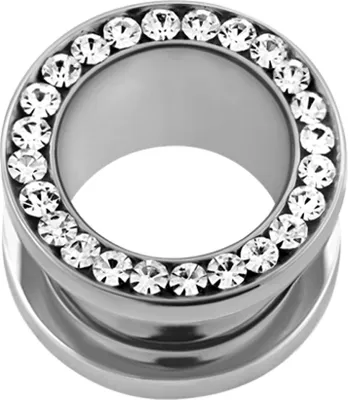 Produktbild von Tunnel Flesh Plug Edelstahl Zirkonia Kristall Strass Ohr Piercing Ohrstecker Double Flared Schraubverschluss silber-klar 8 mm