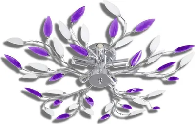 Immagine prodotto di vidaXL Lampada da soffitto a viticci bianchi e viola con foglie acriliche 5x E14