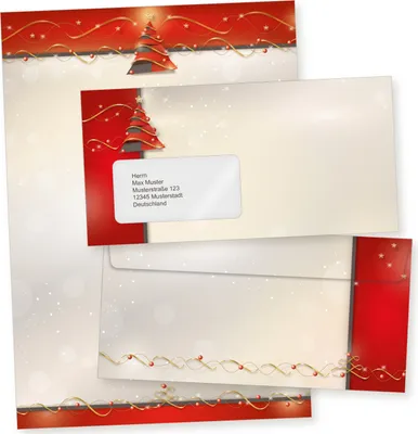 Produktbild von Avantgarde 10 Sets Weihnachtsbriefpapier mit Fensterumschlag, Briefpapier Weihnachten A4  mit Umschlag mit Fenster