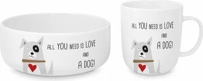 Immagine prodotto di PPD Love and Dog Set, 2-tlg., Futternapf, Napf, Tasse, Kaffeebecher, New Bone China, 163801782