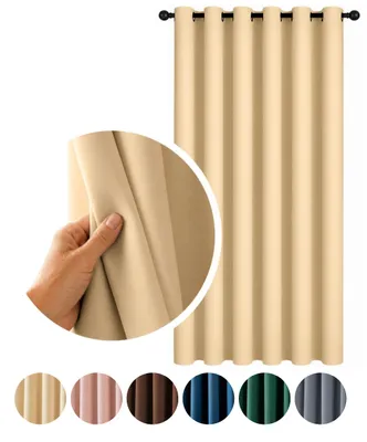 Produktbild von MEBLEODNOWA, Verdunkelungsvorhang, Blackout Vorhang, Creme, 140x250 cm, Ösenvorhang, 90 % Lichtdämpfung, Pflegeleicht, Thermovorhang