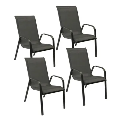 Image de Lot de 4 chaises MARBELLA en textilène gris - aluminium gris anthracite