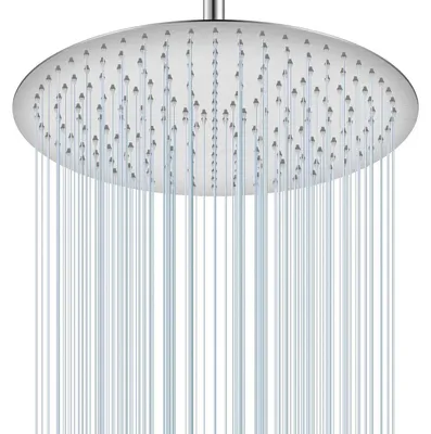 Immagine prodotto di Doccia a soffitto, diametro 40 cm, finitura in nichel spazzolato, acciaio inossidabile 304, montaggio a soffitto, 230 ugelli, a basso consumo di acqua