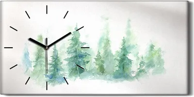 Produktbild von Leinwand Wanduhr Wandkunst Uhr Geräuschlos 60x30 Aquarell Bäume Wald Kunst - schwarze Hände