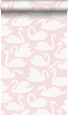 Obrázek produktu pro Origin Wallcoverings tapety labutě růžová a bílá 53 cm x 10,05 m