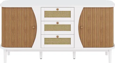 Immagine prodotto di Credenza in rattan Fortuna Lai con cassetti, cassettiera con ante scorrevoli