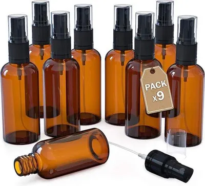 Produktbild von Famanu Spuitflaschen Set 9 Stück - 100 ml, braunes Glas, nachfüllbar