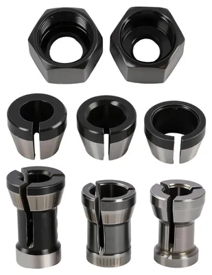 Image de Ensemble de mandrins de serrage pour fraiseuse à colonne, 8 pièces, de 6 mm, 6,35 mm et 8 mm, avec 2 écrous, adaptateur de mandrin de 13 mm pour fraiseuse à bois et machine de gravure