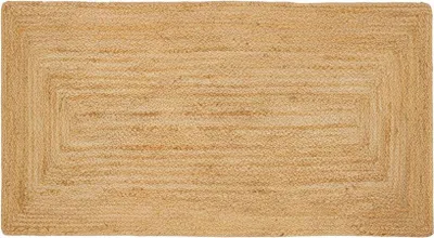 Produktbild von Elegant Floors® Rechteckiger Jute Teppich Natur | Handgefertigtes Boho Wohnaccessoire mit Rahmenmuster im modernen Skandi Stil | Wohnzimmer Teppich und Boden Deko Läufer | 40x60 cm