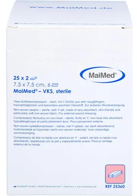 Produktbild von Vlies-Schlitzkompressen 7,5x7,5cm 6-fach steril, 50 St. Kompressen