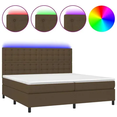 Produktbild von vidaXL Boxspringbett mit Matratze & LED Dunkelbraun 200x200 cm Stoff