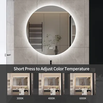 Image de Miroir Rond LED Salle De Bain 80x80 Cm - Anti-buée Avec 3 Couleurs De Lumière