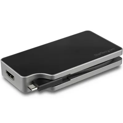 Immagine prodotto di StarTech.com Adattatore video multiporta USB-C portatile 5-in-1 - 4K 60Hz UHD USB tipo C a HDMI 2.0, Mini DisplayPort, VGA o DVI (1080p) - Ricarica Pass-through PD a 95W - Gestione cavi - Alluminio