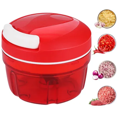 Produktbild von Gemüseschneider Zwiebelhacker, 300ML Manueller Lebensmittelzerkleinerer, Haushalt Kordelzug Design Zerkleinerer Fleischmixer Küche Kochen Zubehör