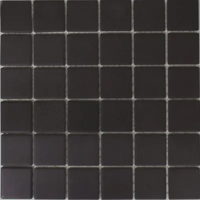 Produktbild von Mosaikfliese Keramik matt schwarz umbra unglasiert RUTSCHEMMEND MOS14B-0303-R10
