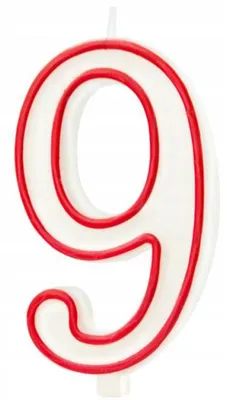 Produktbild von PartyPal Geburtstagskerze Ziffer 9 weiß-rot 13 cm