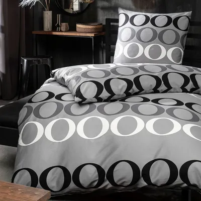 Produktbild von Janine Mako-Satin Bettwäsche Palermo 31145-08 grau 135x200 cm + 80x80 cm