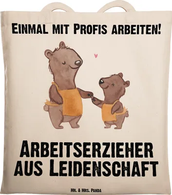 Produktbild von Mr. & Mrs. Panda Tote Bag Arbeitserzieher Leidenschaft - Transparent - Geschenk, Laptoptasche, Ausbildung, Shopping Tasche, Lustig, Schultasche, Pädagogische Fachkraft