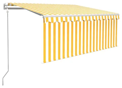 Produktbild von vidaXL Markise Automatisch mit Rollo LED Windsensor 3,5x2,5m Gelb Weiß