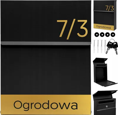 Obrázek produktu pro Štíhlá Poštovní Schránka, Černá + Nápis