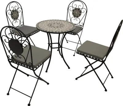 Produktbild von Bistroset Gartenset 5-teilig Eisen + Mosaik grau