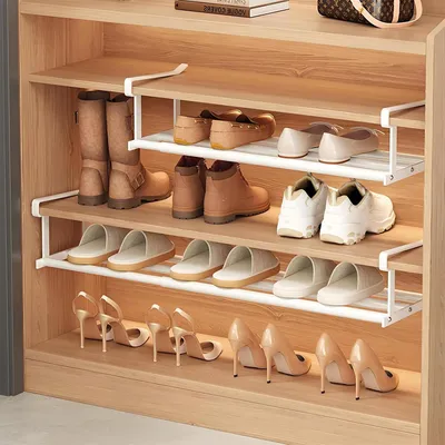 Produktbild von Teleskop Schuhregal 40-70 cm, Kohlenstoffstahl, weiß, für Schrank