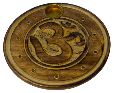 Produktbild von Räucherstäbchenhalter "Om" Holz rund 10cm