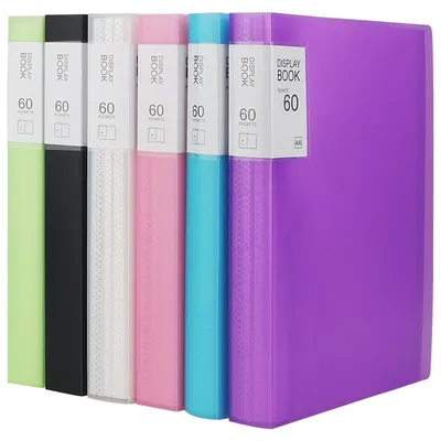Image de Lot de 6 classeurs de présentation A4 - 30 compartiments, disponibles en 5 couleurs